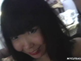 Splendid Asian babe with a pale face and stockings has a wild cunt that is driving her crazy. She has to do something about it s